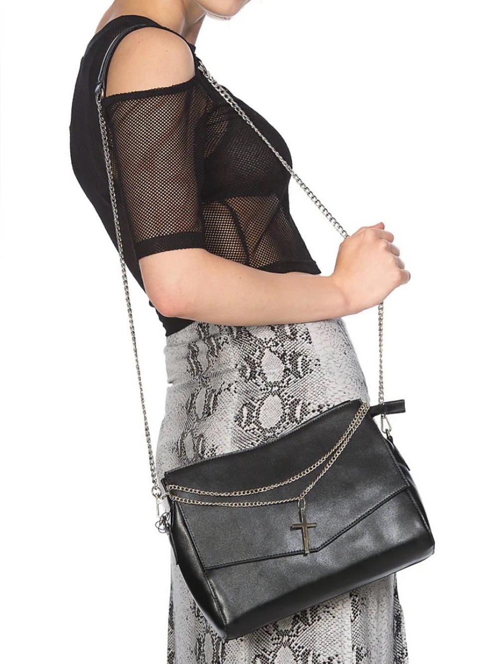 BNWT - Banned Alternative Nether Lash vegan leather Bag with Cross Charm